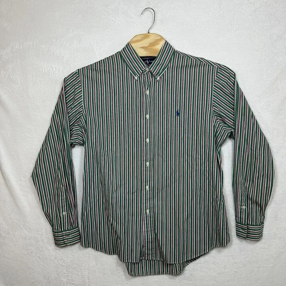 Polo Ralph Lauren Button Down Men’s Size XL CUSTOM Fit Striped Green Pink